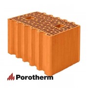 Керамический блок теплая керамика PTH38GL облегченный красный рифленый рабочий размер 380мм 380*250*219мм М100кг/см2 щелевой Wienerberger (Porotherm)