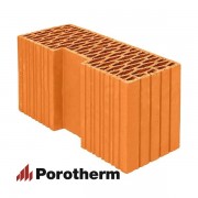 Керамический блок теплая керамика PTH44R угловой красный рифленый рабочий размер 440мм 440*185*219мм М100кг/см2 щелевой Wienerberger (Porotherm)